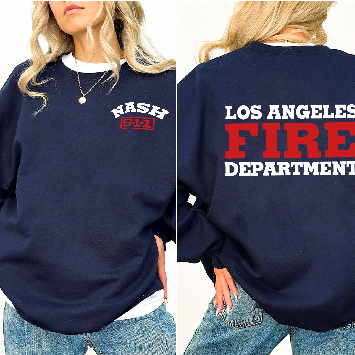 9-1-1 TV Show LAFD Crewneck Sweatshirt,Los Angeles Fire Department Fan Tee - Image 5
