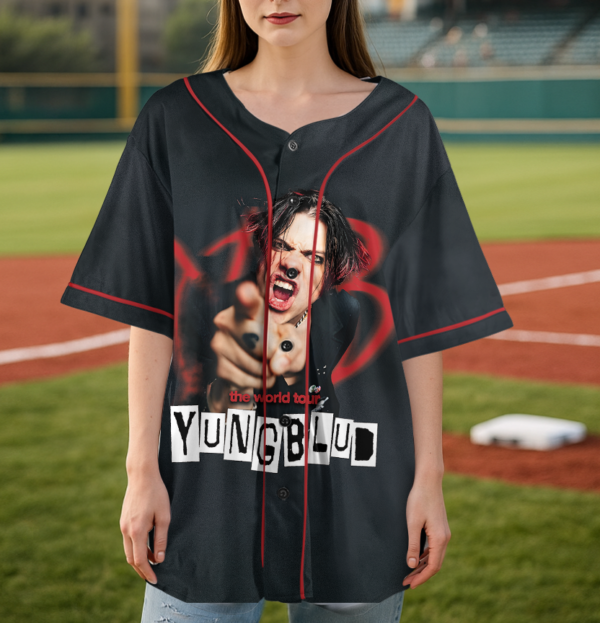 Alternative view of 2025 Concert Dates Baseball Jersey, Yungblud Idols World Tour Jersey
