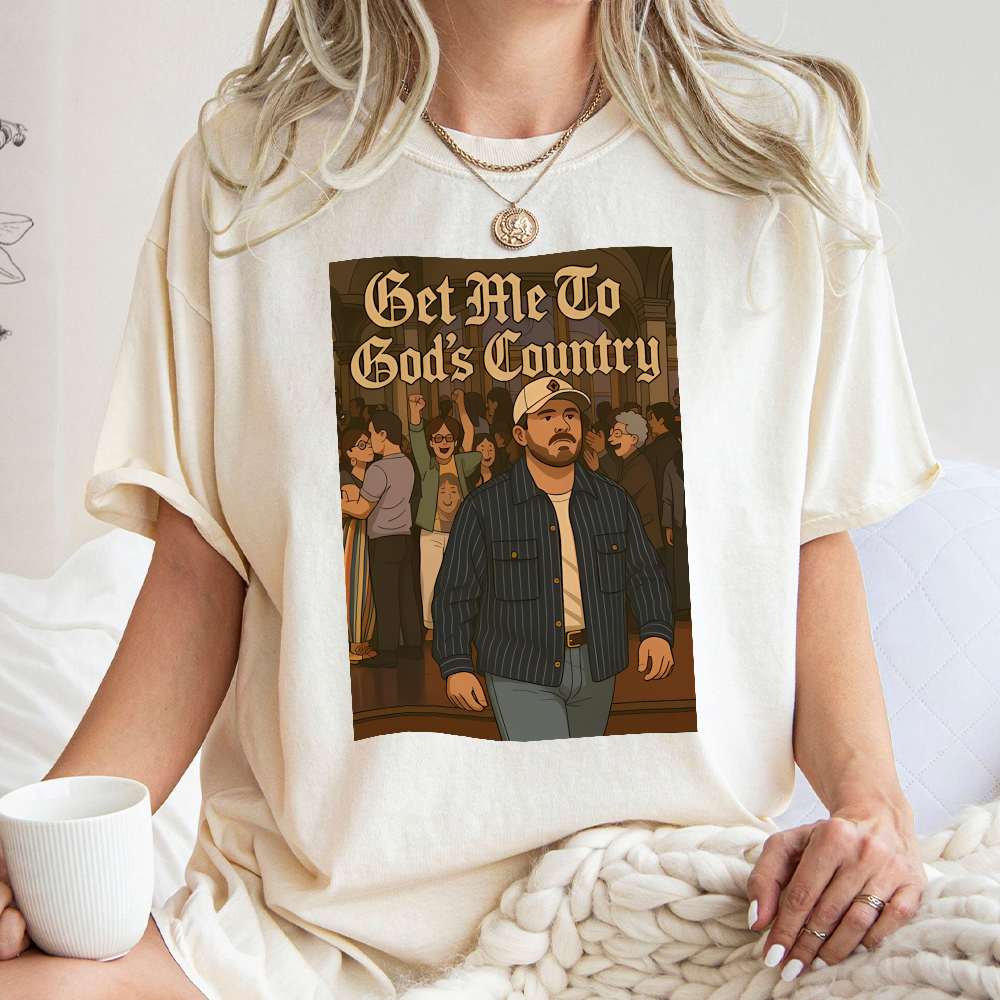 Vintage Get Me to God's Country Funny Animation Meme TShirt, Saturday Night Live Morgan Joke Tee, Wallen Country SNL Gift Shirt