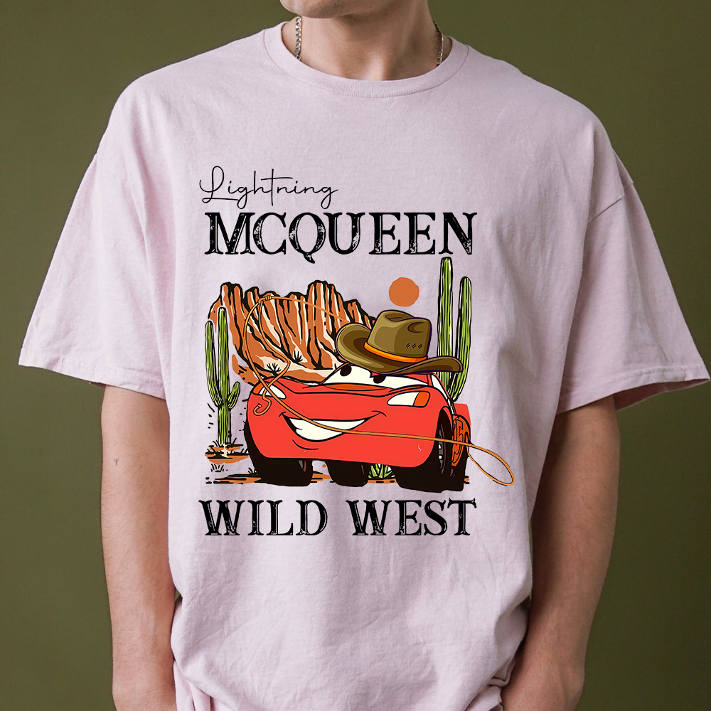 Retro Lightning McQueen Western Cowboy Wild West T-Shirts, Disney Pixar Cars Shirt, Cars Land Piston Cup Tee, Radiator Tee