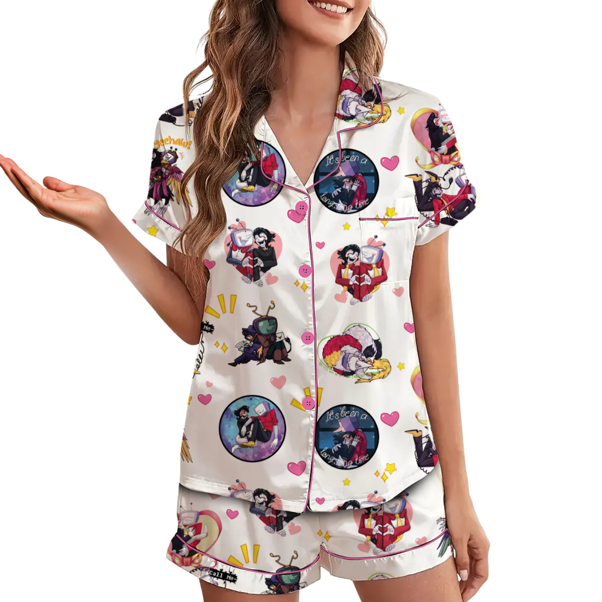 Tenna Deltarune Game Pajamas Set Short, It’s TV Time Meme PJM, Funny Tenna Fan Tee - Image 4