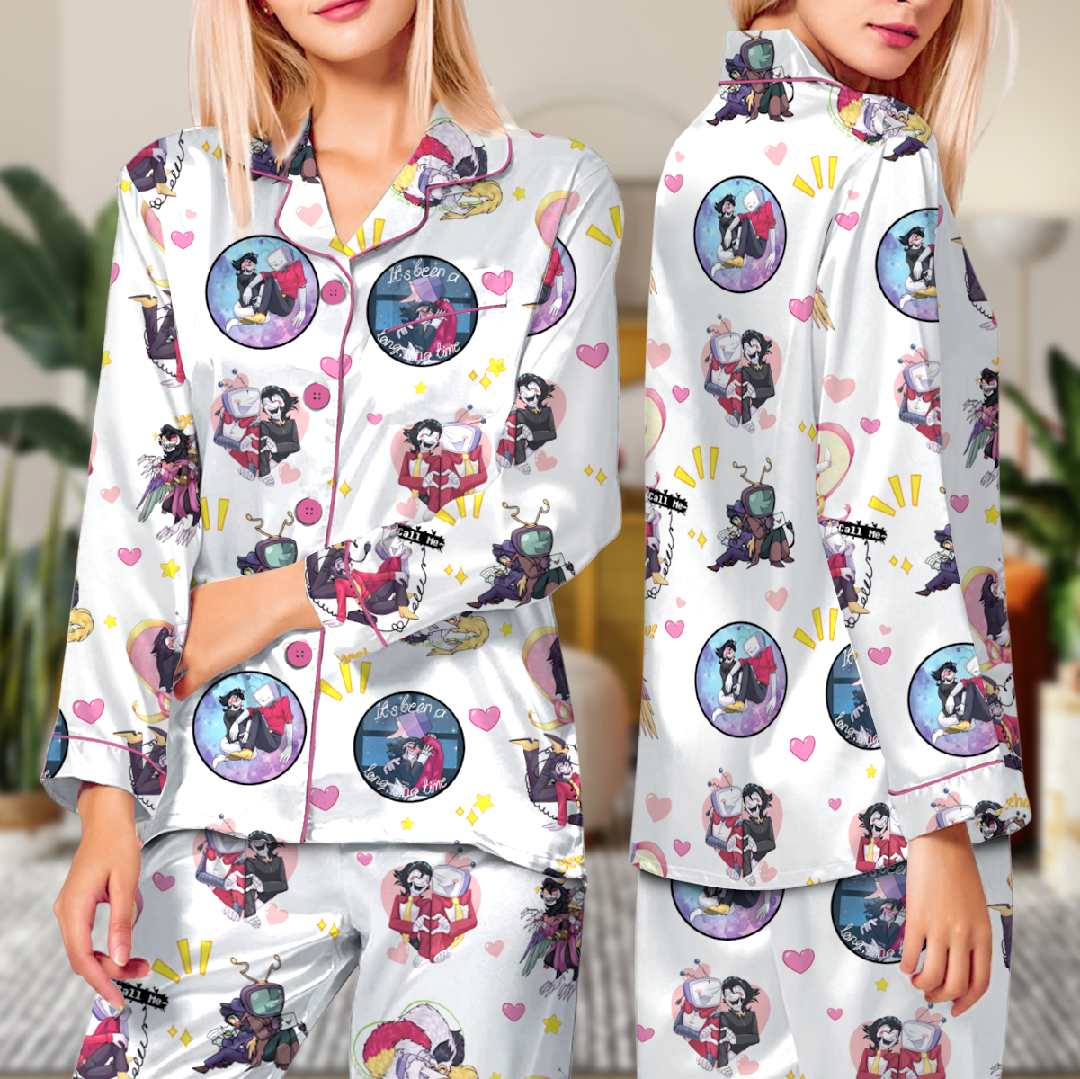 Tenna Deltarune Game Pajamas Set Long, It’s TV Time Meme PJM, Funny Tenna Fan Tee