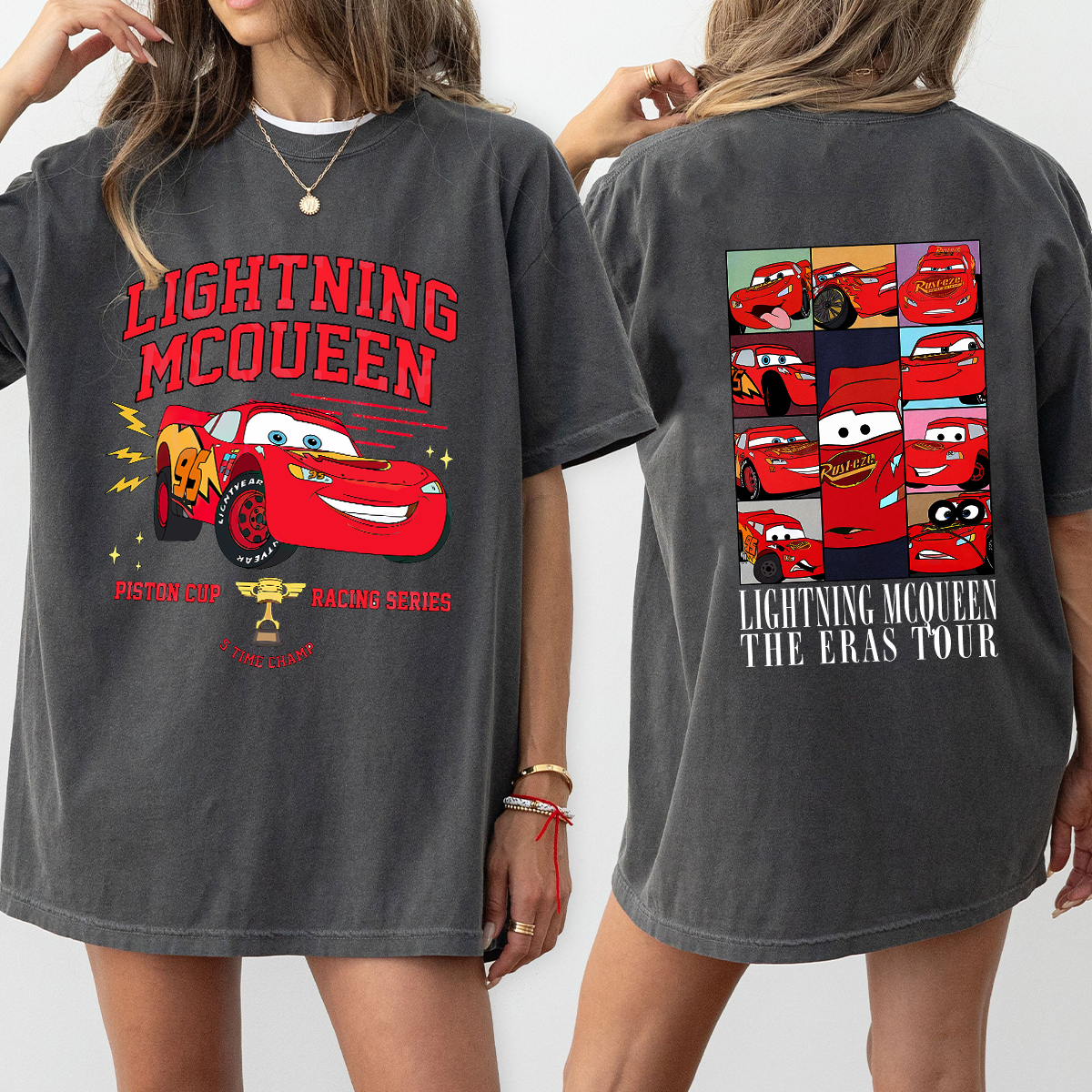 Pixar Cars Lightning Mcqueen Vintage Race T-Shirt, Disneyland Lightning Mcqueen 95 Wash Sweatshirt, Magic Kingdom Shirt - Image 3