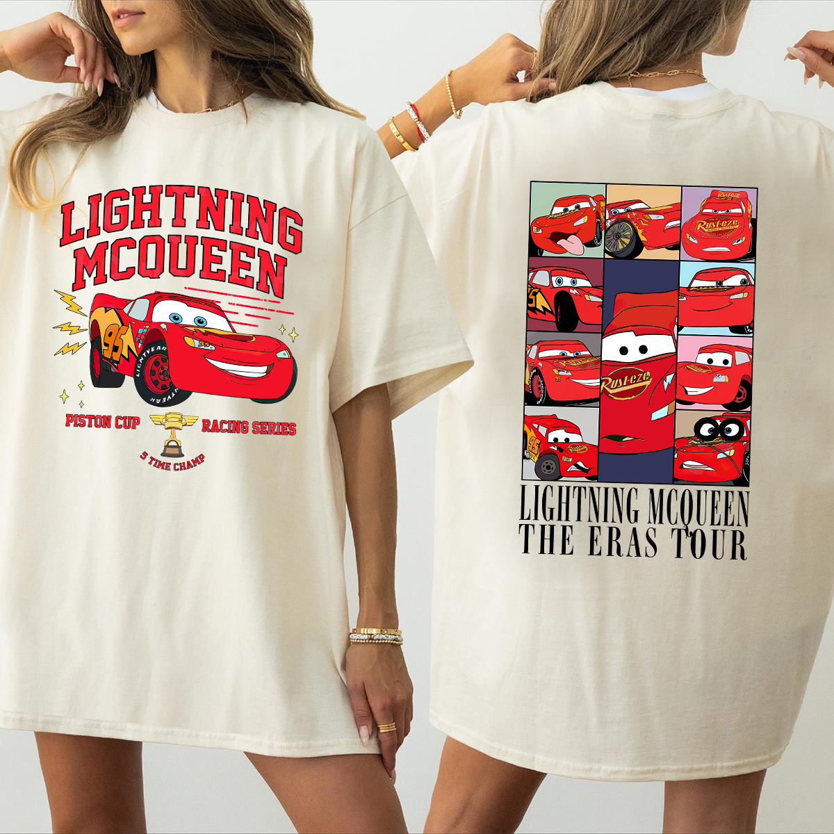 Pixar Cars Lightning Mcqueen Vintage Race T-Shirt, Disneyland Lightning Mcqueen 95 Wash Sweatshirt, Magic Kingdom Shirt - Image 4