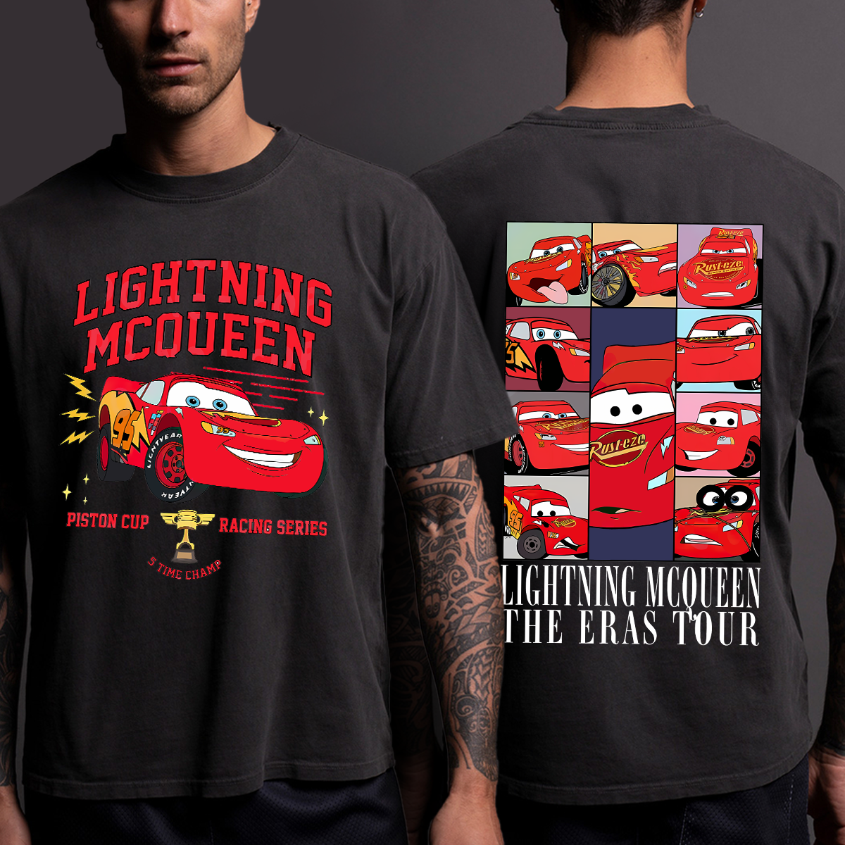 Pixar Cars Lightning Mcqueen Vintage Race T-Shirt, Disneyland Lightning Mcqueen 95 Wash Sweatshirt, Magic Kingdom Shirt - Image 2