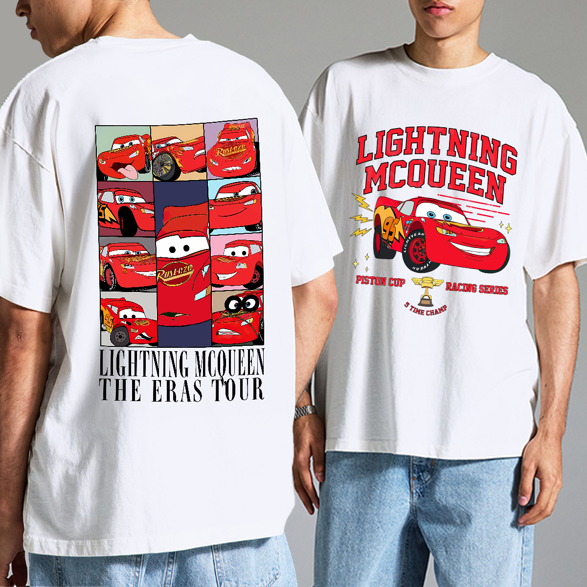 Pixar Cars Lightning Mcqueen Vintage Race T-Shirt, Disneyland Lightning Mcqueen 95 Wash Sweatshirt, Magic Kingdom Shirt