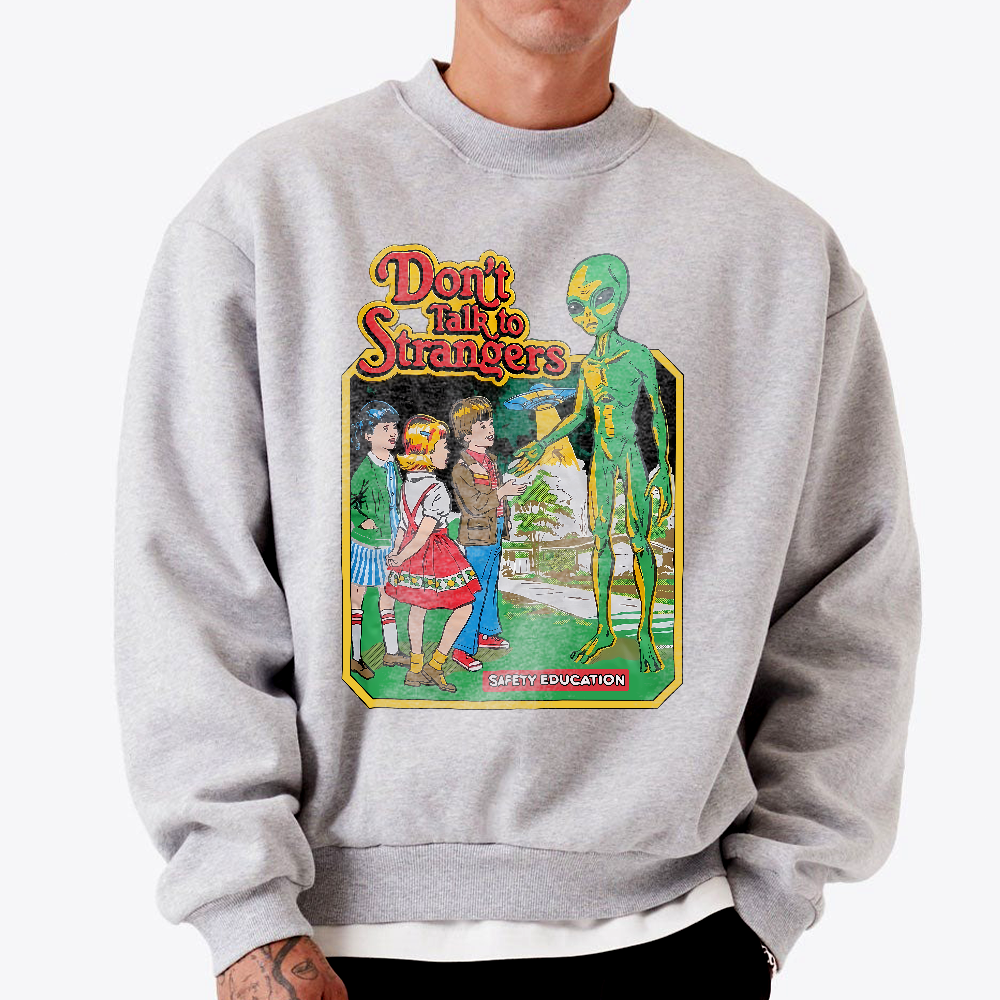 Don't Talk To Strangers Shirt, Stranger Alien T Shirt, Halloween Alien Shirt, Halloween Crewneck, Funny Halloween Shirt - Image 4