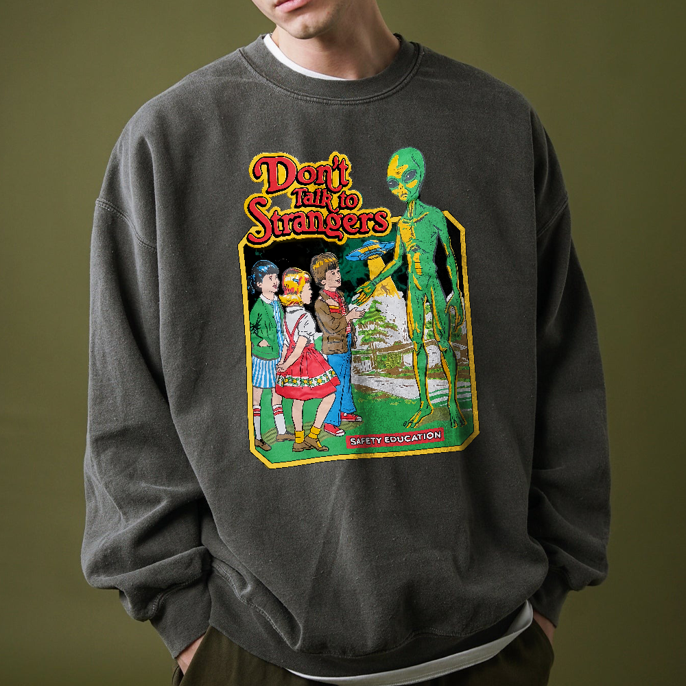 Don't Talk To Strangers Shirt, Stranger Alien T Shirt, Halloween Alien Shirt, Halloween Crewneck, Funny Halloween Shirt - Image 5