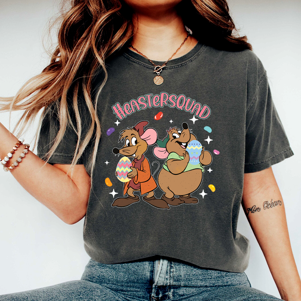 Gus Gus And Jaq Easter Vibes Tee, Easter Sweatshirt, Happy Easter T-shirt, Cute Bunny Shirt, Easter Trip Tee, Easter Squad Shirt - Image 5
