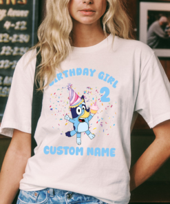 Custom Birthday Girl T-Shirt, Personalized Birthday Party Shirt, Birthday Girl Shirts, Cute Birthday Shirt, Cute Blue Dog Tee, Birthday Toddler Tee