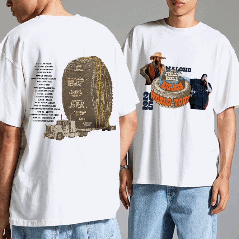 Post Malone Tour 2 Side Shirt, Big Ass Stadium Tour T-Shirt, Posty 2025 Tour,Jelly Roll Tour,Posty Tour Merch