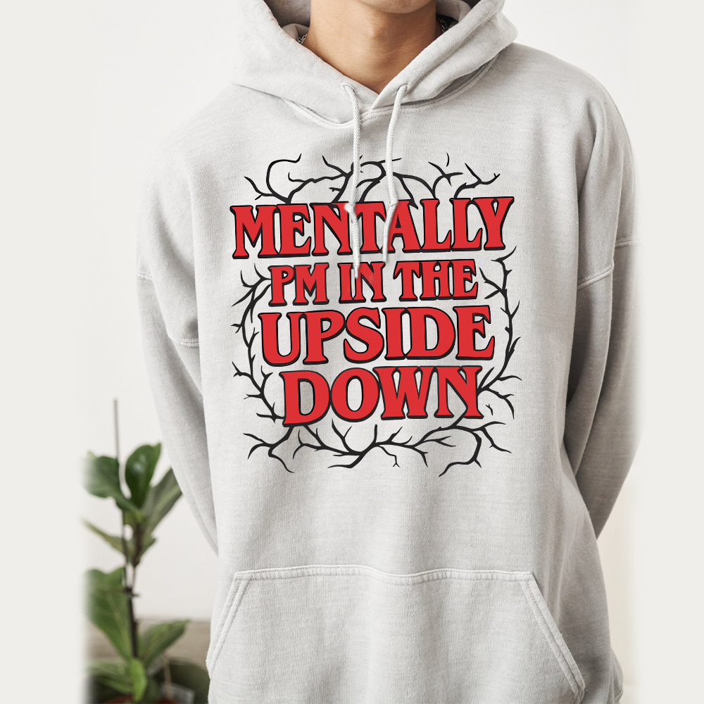 Mentally I'm in the Upside Down Shirt, Funny Stranger Things Tee, 80s Retro Horror Graphic, Gift for Sci-Fi Fans Unisex T-Shirt - Image 2