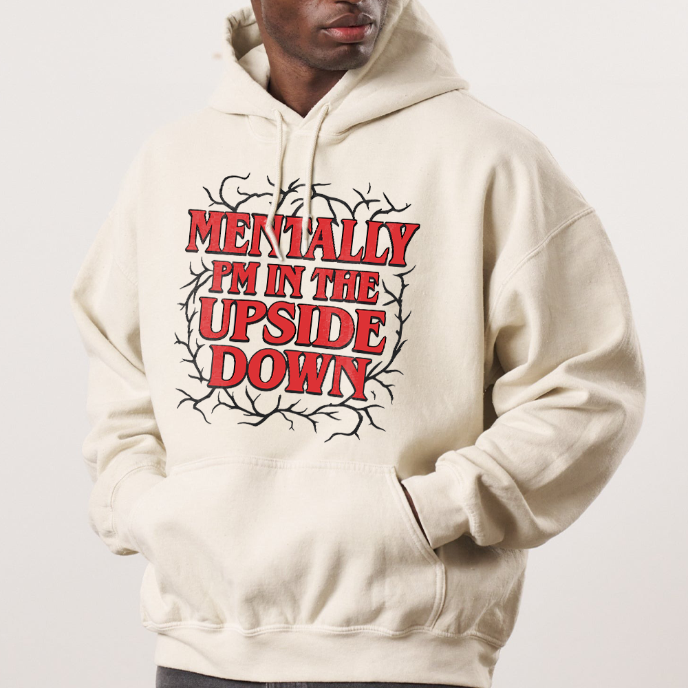 Mentally I'm in the Upside Down Shirt, Funny Stranger Things Tee, 80s Retro Horror Graphic, Gift for Sci-Fi Fans Unisex T-Shirt - Image 4