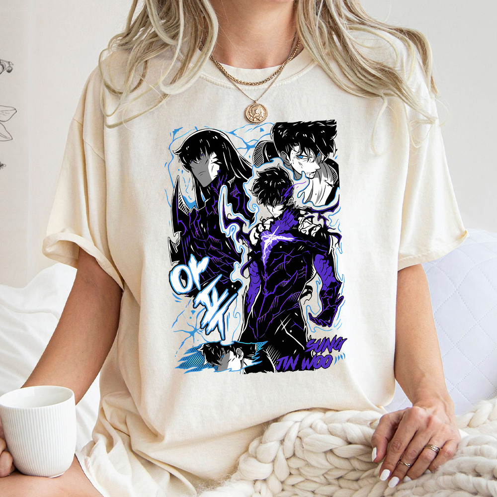 Pure Aura Solo Leveling Anime Shirt, Minimalist Jinwoo Tee, Shadow Monarch Anime T-Shirt, Crunchyroll Anime Merch