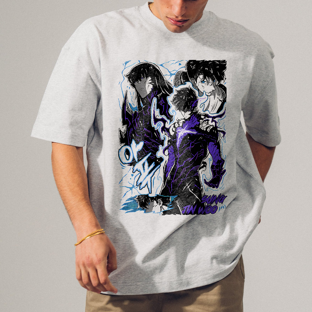 Pure Aura Solo Leveling Anime Shirt, Minimalist Jinwoo Tee, Shadow Monarch Anime T-Shirt, Crunchyroll Anime Merch - Image 3