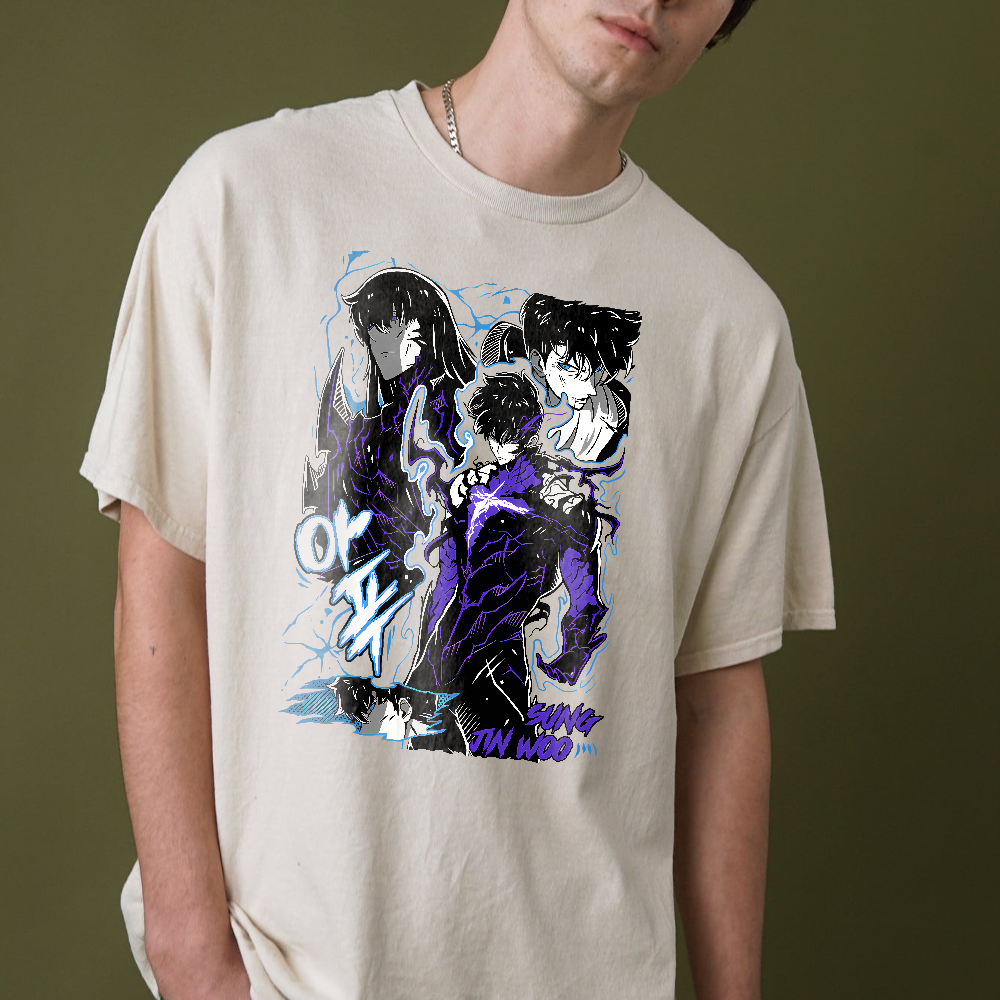 Pure Aura Solo Leveling Anime Shirt, Minimalist Jinwoo Tee, Shadow Monarch Anime T-Shirt, Crunchyroll Anime Merch - Image 4