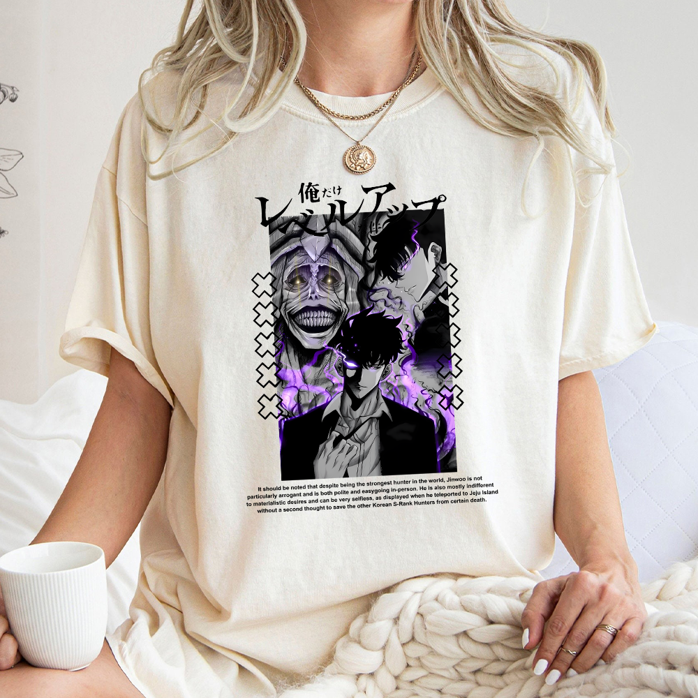 Solo Leveling Anime Shirt, Minimalist Jinwoo Tee, Shadow Monarch Anime T-Shirt, Webtoon Gift, Crunchyroll Anime Merch - Image 5