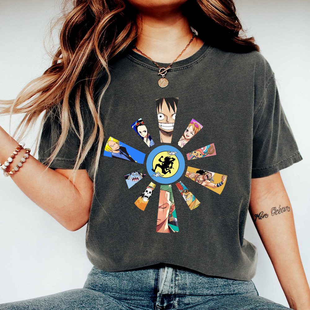 Pirate Anime T-shirt, One Piece Manga Tee, Unisex Garment-Dyed Sweatshirt, Japanese Cartoon Top, Cool Graphic Tee - Image 2