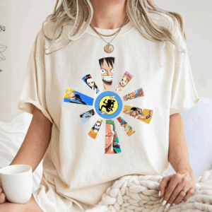 Pirate Anime T-shirt, One Piece Manga Tee, Unisex Garment-Dyed Sweatshirt, Japanese Cartoon Top, Cool Graphic Tee