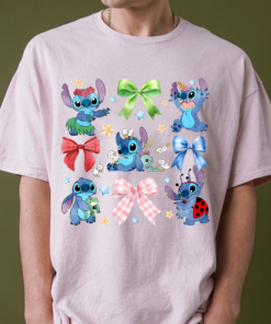 Coquette Bows Watercolor Lilo & Stitch Shirt, Dissney Ohana Family Means Shirt