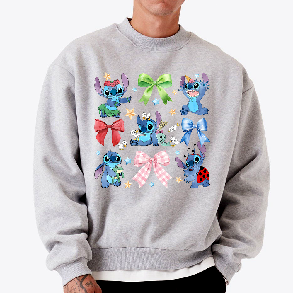 Coquette Bows Watercolor Lilo & Stitch Shirt, Dissney Ohana Family Means Shirt - Image 5