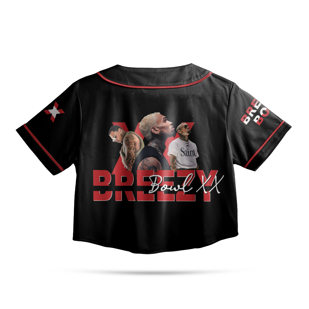 Personalized Chris Brown Tour CropTop Baseball Jersey, Breezy Bowl XX Music Tour 2025 CropTop Baseball Jersey - Image 3