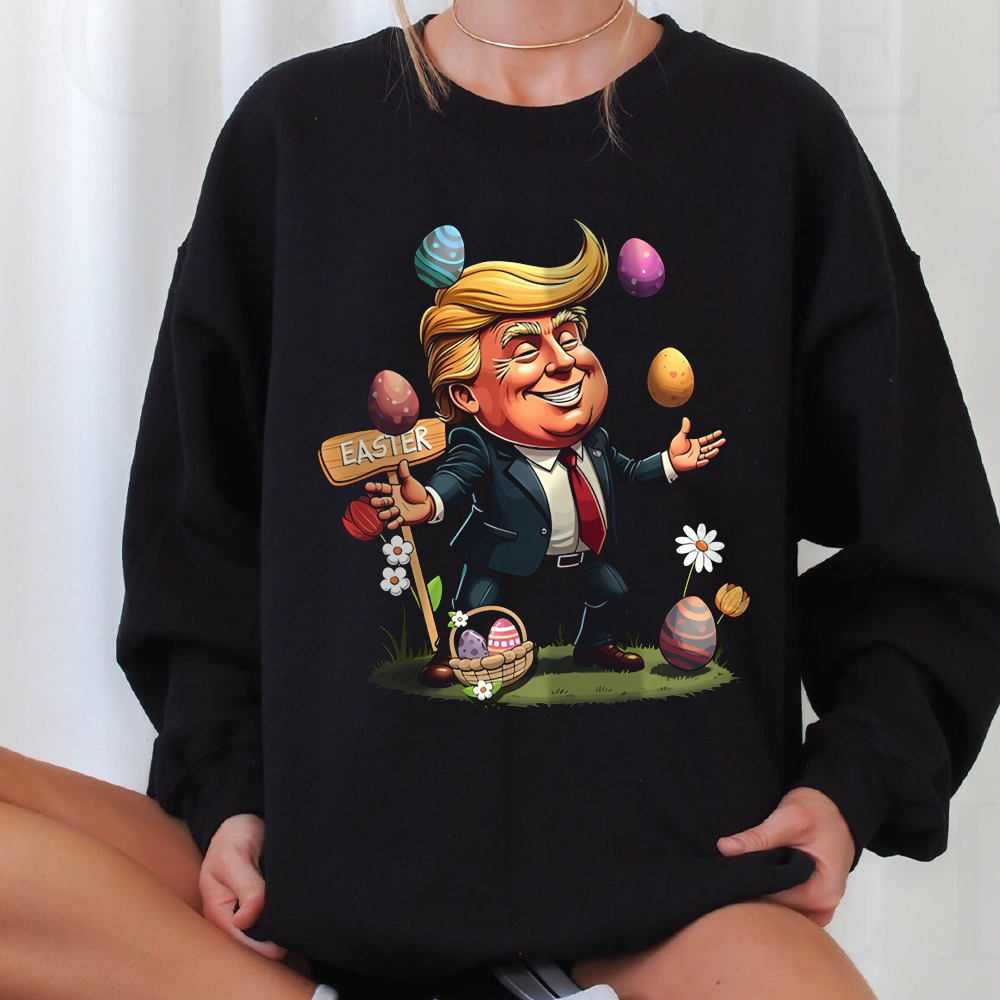 Trump Make Easter Great Again Shirt, Easter Eggs T-Shirt, Easter Love Sweatshirt, Happy Easter 2025 Sweater, Donald Trump Easter Tee - Image 2