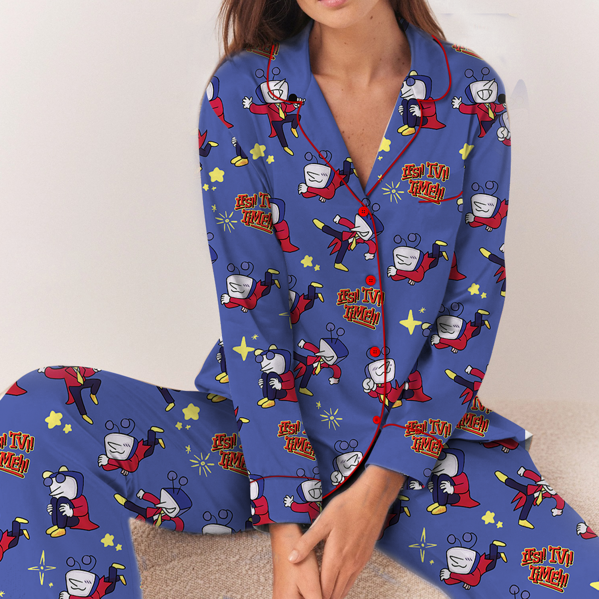 Deltarune Chibi Tenna Pajamas Set Long, Tenna Pajamas - Image 3