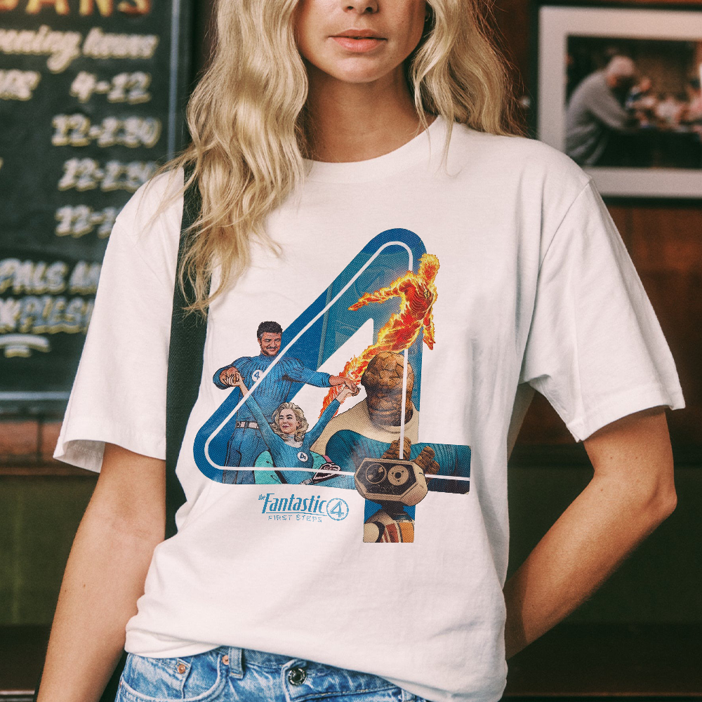 Aesthetic Vintage The Fantastic Four First Steps Superhero Movie Streetwear Classic Graphic Unisex Short Sleeve T-Shirt