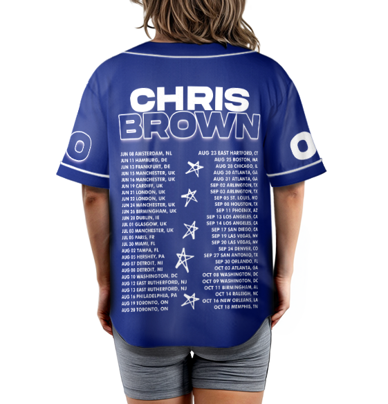 Custom Name- Number- Image- Color Jersey, Chris Brown Tour 2025 Baseball Jersey - Image 2