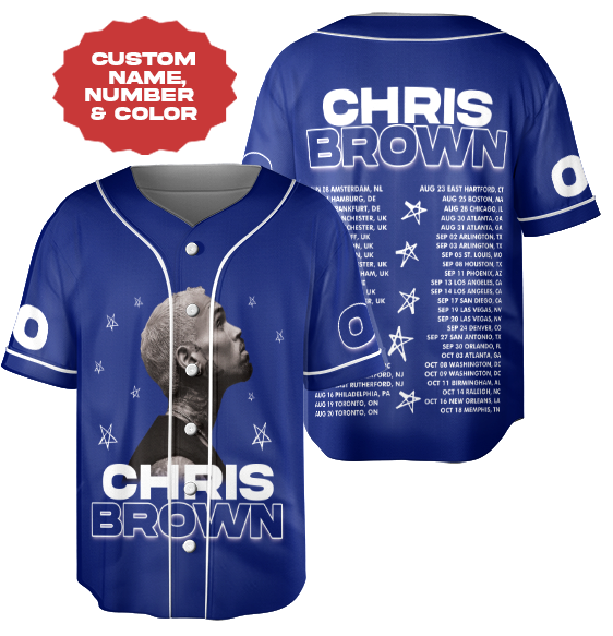 Custom Name- Number- Image- Color Jersey, Chris Brown Tour 2025 Baseball Jersey - Image 4