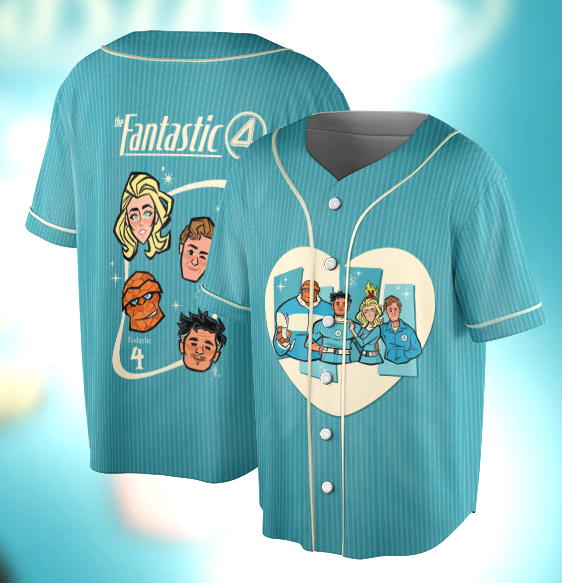 The Fantastic Four First Steps Baseball Jersey, Disneyland Fantastic Four Jersey, Avengers Superhero Studio Jersey