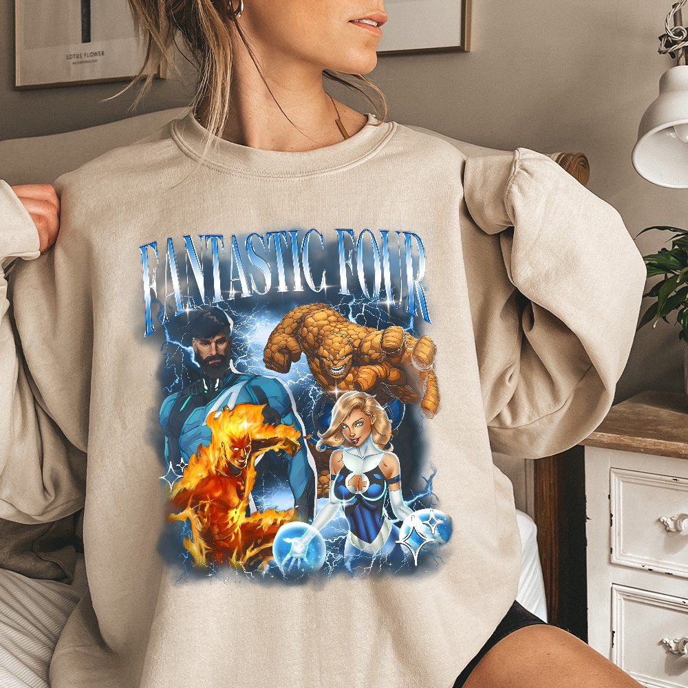 Fantastic Four Shirt, Mr. Fantastic Reed Richards Tee, Susan Storm Invisible Woman, Johnny Storm Human Torch, Ben Grimm The Thing - Image 3