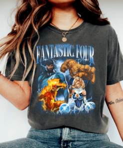 Alternative view of Fantastic Four Shirt, Mr. Fantastic Reed Richards Tee, Susan Storm Invisible Woman, Johnny Storm Human Torch, Ben Grimm The Thing
