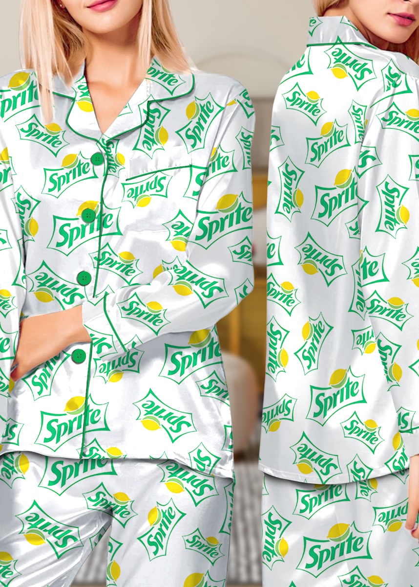 Sprite Addiction Long Pajamas Set, Sprite Crewneck Set, Soda Lover Pajamas, Sprite Logo Shirt, Gift for Sprite Soda Lover