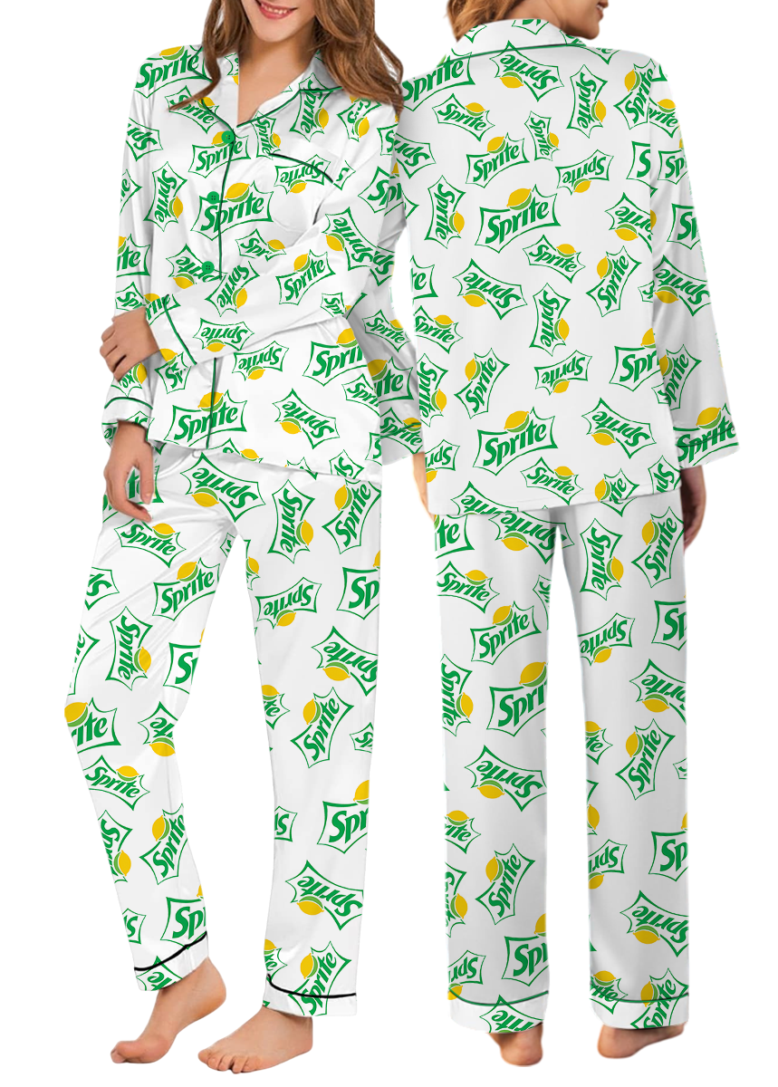 Sprite Addiction Long Pajamas Set, Sprite Crewneck Set, Soda Lover Pajamas, Sprite Logo Shirt, Gift for Sprite Soda Lover - Image 2