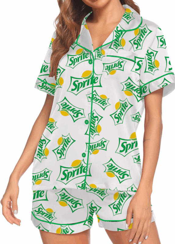 Alternative view of Sprite Addiction Short Pajamas Set, Sprite Crewneck Set, Soda Lover Pajamas, Sprite Logo Shirt, Gift for Sprite Soda Lover