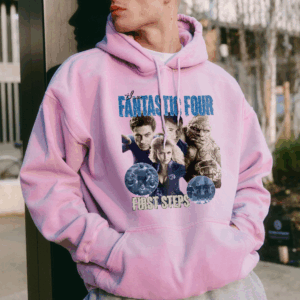 Alternative view of Vintage The Fantastic Four First Steps T-Shirt, Retro The Fantastic Four Sweatshirt, First Steps Invisible Shirt, Avengers Superhero Studio Shirt