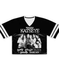 Alternative view of Retro Katseye Beautiful Chaos Tracklist Football Jersey Crop top, Katseye Gnarly Jersey, Gabriela Shirt, Katseye Soft is Strong Shirt, Katseye Members Sweater