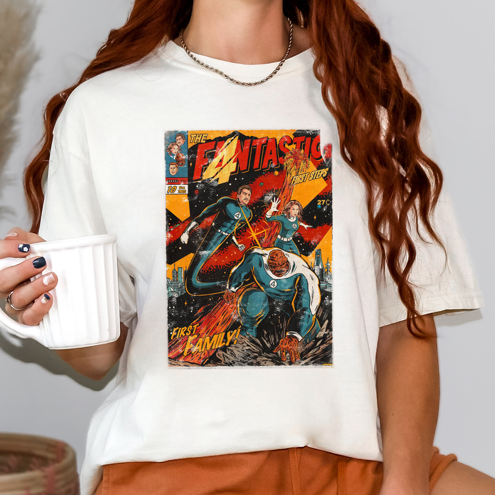 Vintage The Fantastic Four First Steps Superhero Movie Streetwear Classic Graphic Unisex Short Sleeve T-Shirt - Image 3