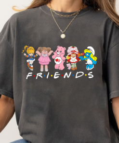 Cartoon Friends Nostalgia Shirt, 80's Cartoon Characters Rainbow Sweatshirt, Care Bears And Strawberry Tee, Strawberry Shortcake