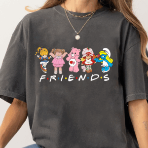 Cartoon Friends Nostalgia Shirt, 80's Cartoon Characters Rainbow Sweatshirt, Care Bears And Strawberry Tee, Strawberry Shortcake