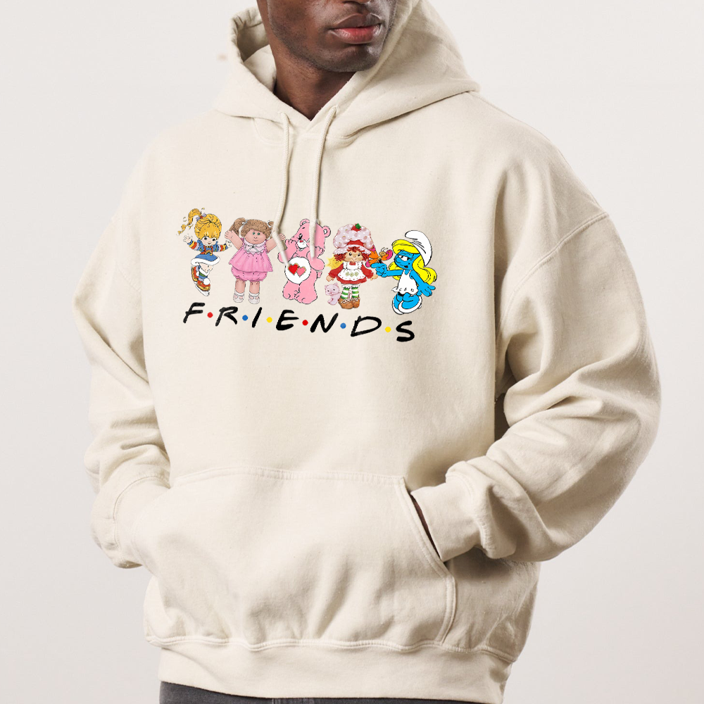 Cartoon Friends Nostalgia Shirt, 80's Cartoon Characters Rainbow Sweatshirt, Care Bears And Strawberry Tee, Strawberry Shortcake - Image 5