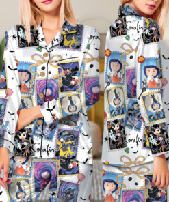 Cute Horror Movie Fan Pajamas Set Long, Coquette Bow Movie Eyes Tee, Halloween Coquette Pajamas, Fantasy Movie Shirt, Halloween Season Outfit