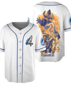 Alternative view of The Fantastic Four First Steps Baseball Jersey, The Thing Human Torch Mister Fantastic Invisible Women, Superhero Movie Shirt, F4 Tee