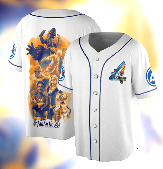 The Fantastic Four First Steps Baseball Jersey, The Thing Human Torch Mister Fantastic Invisible Women, Superhero Movie Shirt, F4 Tee