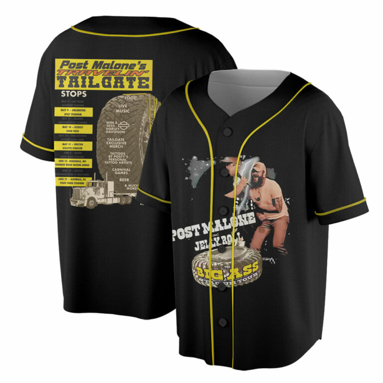 Alternative view of Post Malone Jelly Roll Concert Tour Jersey, Posty Beautifully Broken Rapper Jersey, Men Women Posty Tour Jersey, Concert Tour Jelly Roll