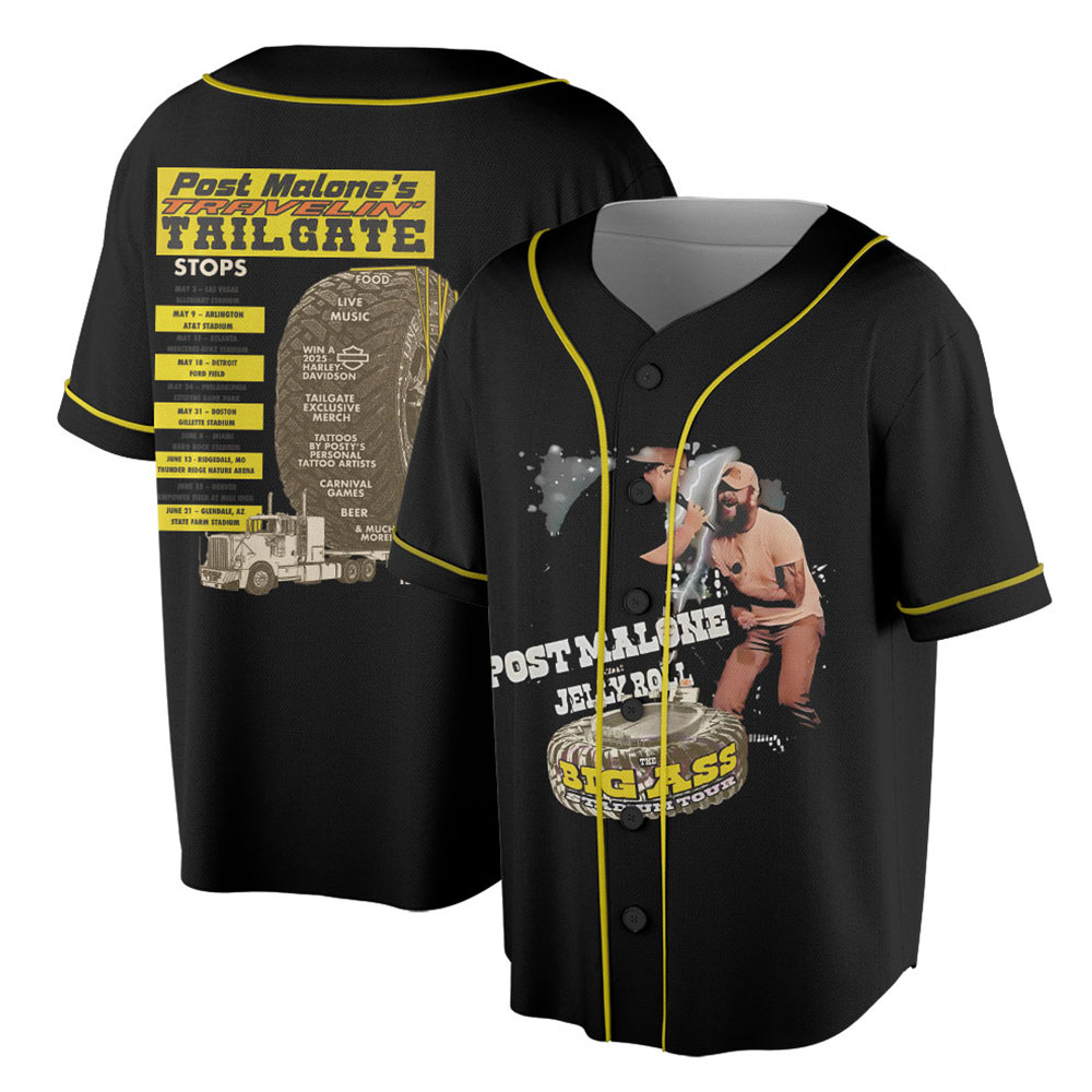 Post Malone Jelly Roll Concert Tour Jersey, Posty Beautifully Broken Rapper Jersey, Men Women Posty Tour Jersey, Concert Tour Jelly Roll - Image 2