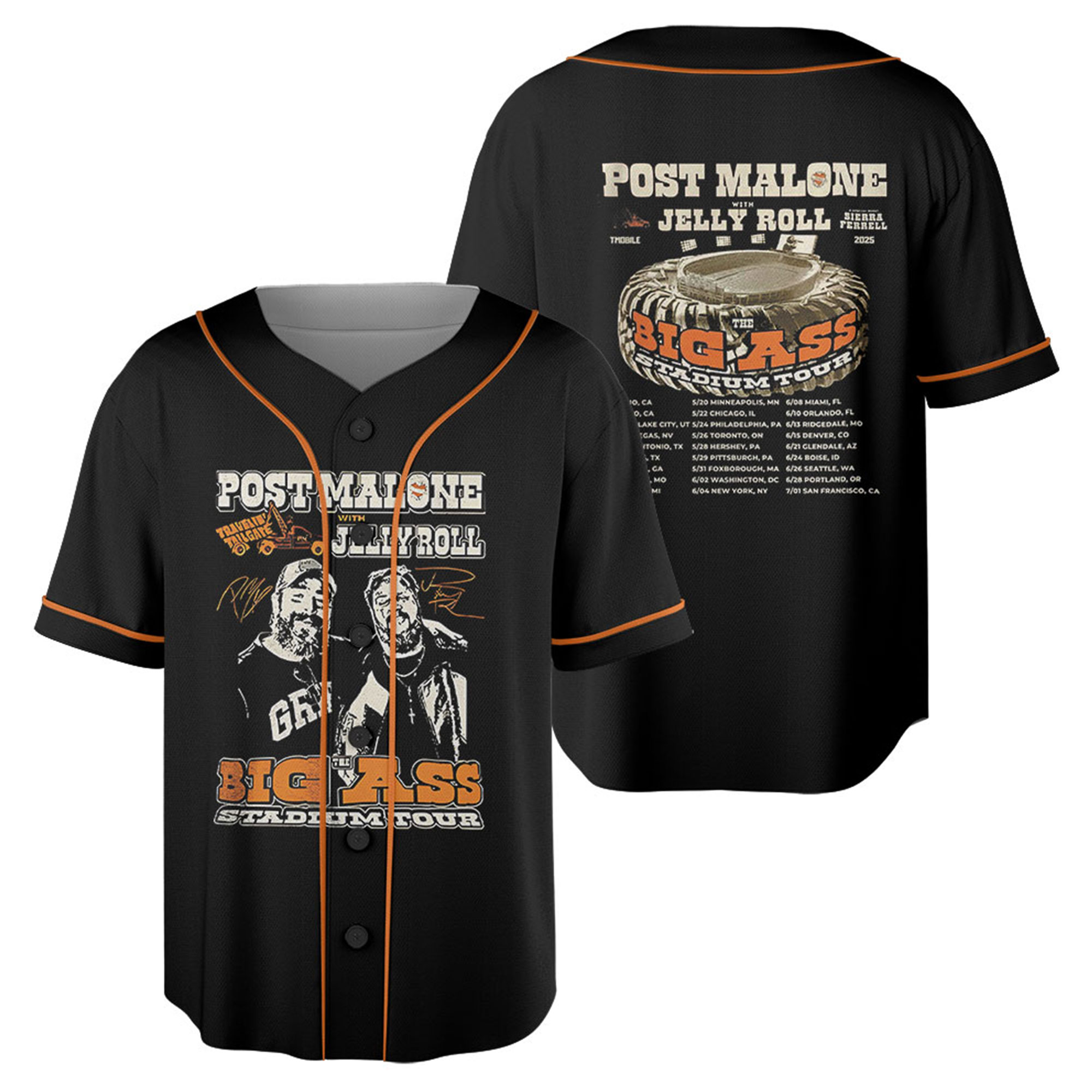 Vintage Post Malone Tour Jersey, Big Ass Stadium Tour, Posty 2025 Tour, Jelly Roll Jersey, Posty Tour Merch,Country music - Image 3