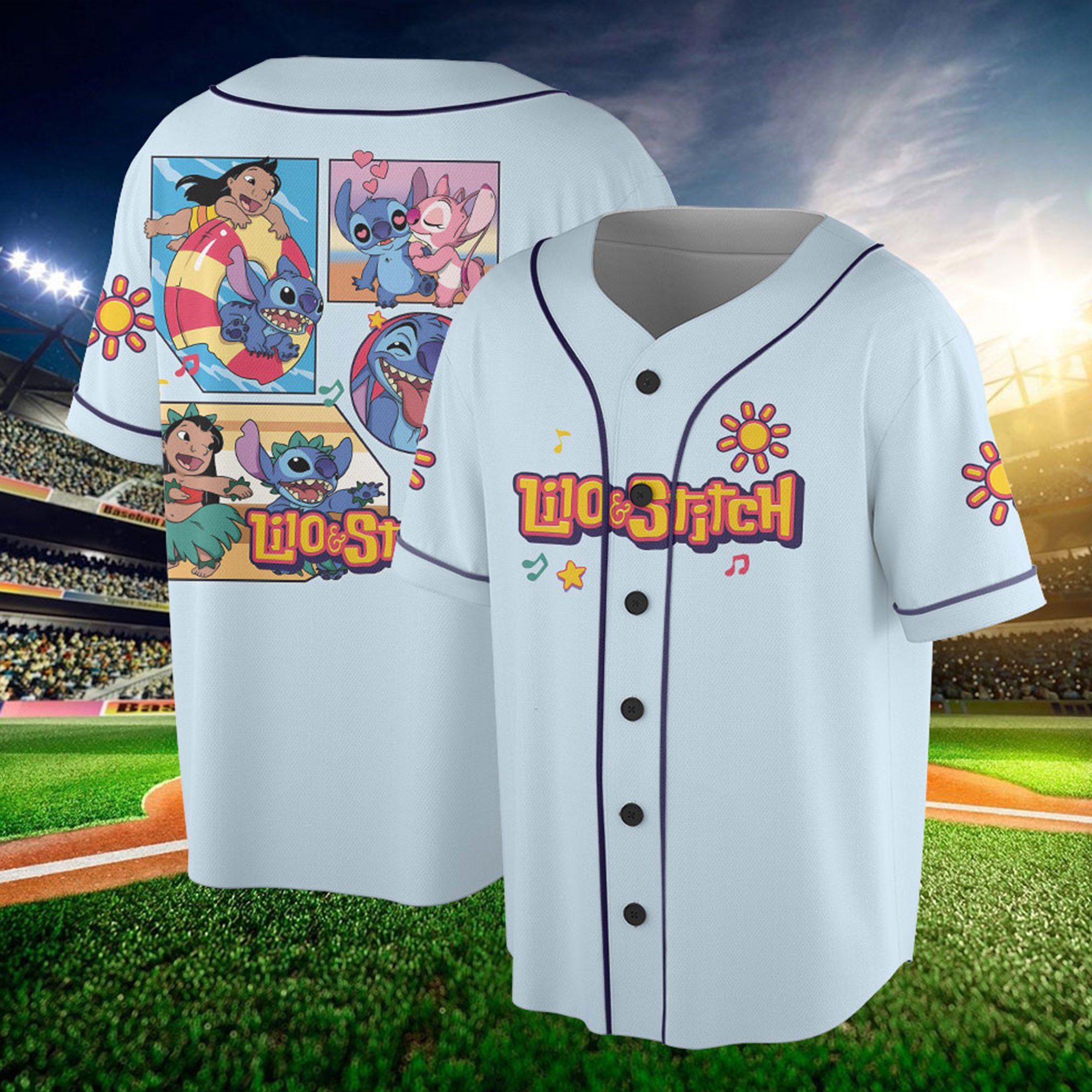 Disney Stitch Jersey, Stitch Baseball Jersey, Lilo and Stitch, Gift for Disney Fan, Stitch Merch, Cute Cartoon Jersey, Disneyland Outfit